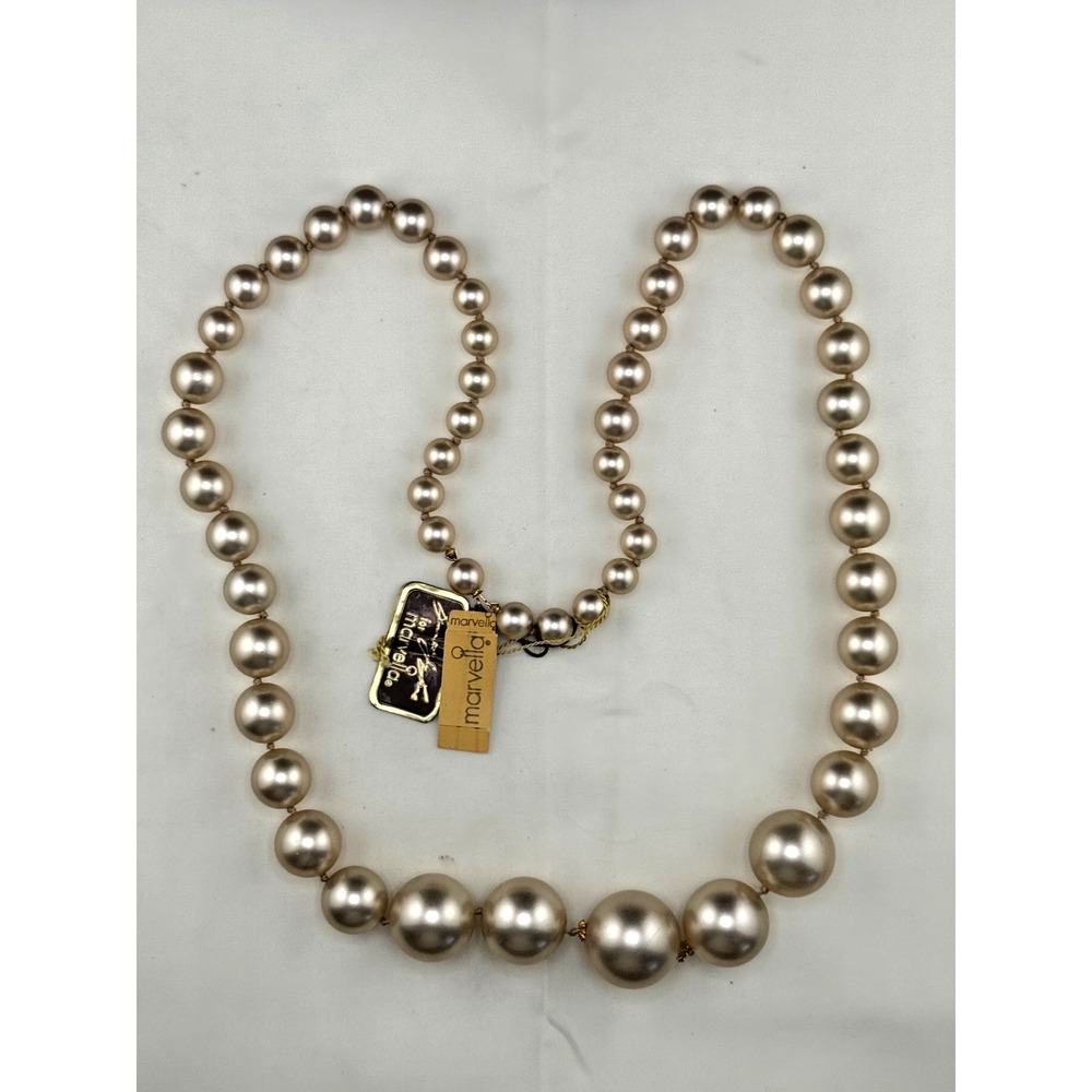 Vintage Marvella‎ Faux Pearl Necklace With Tags 34"